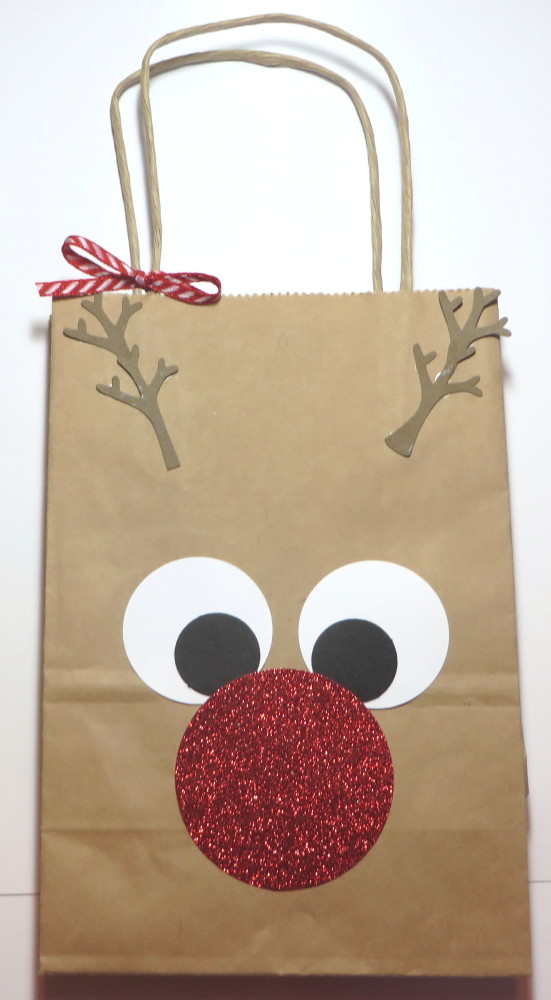 Decorate a Rudolph the Red-Nosed Reindeer Gift Bag | Stamping With Karen