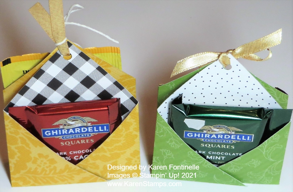 Ghirardelli Treat Holder created with Tailored Tag Punch 