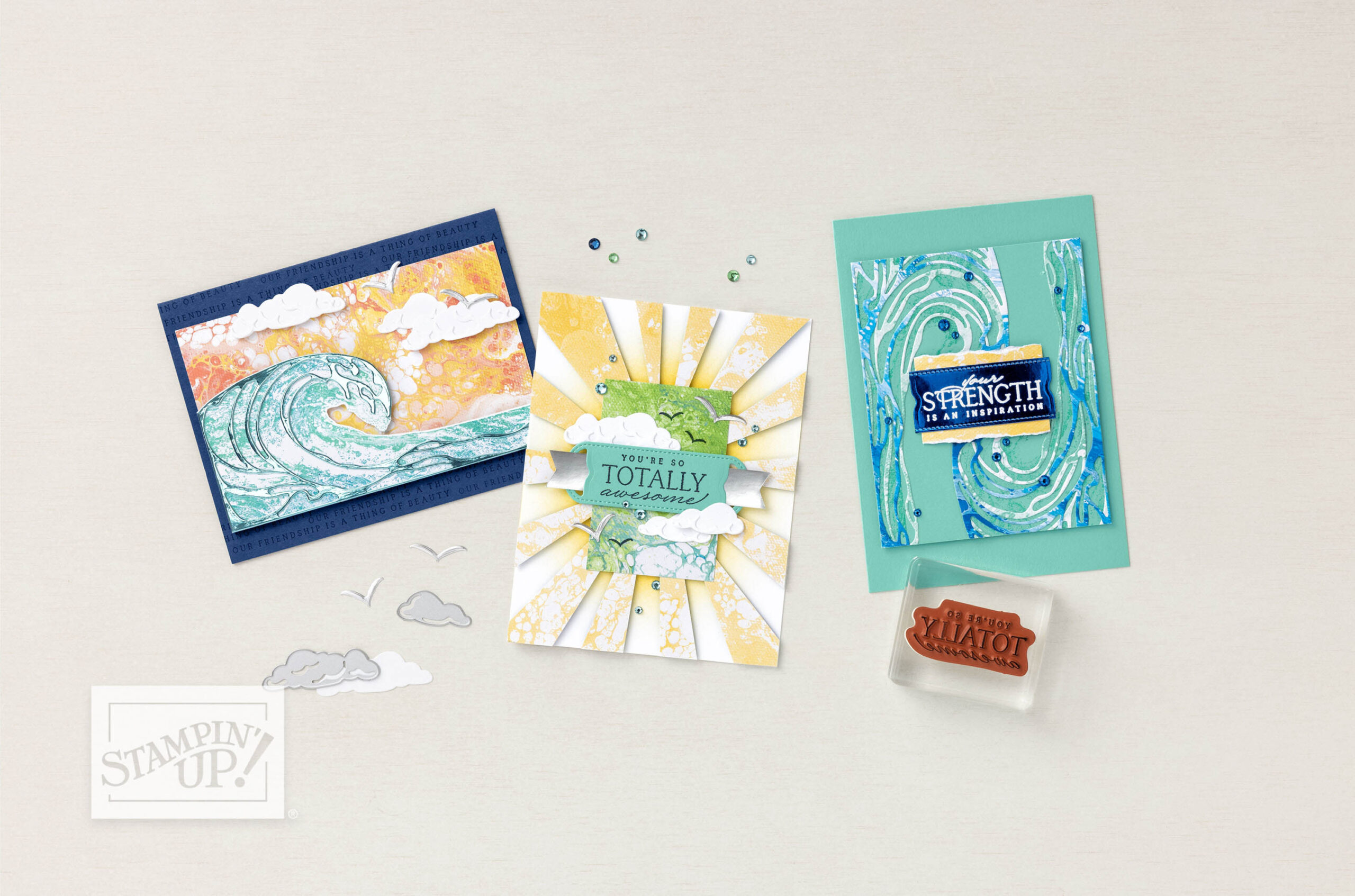 Scrapping For Less "Ocean Waves" Sentiments Photopolymer Stamp Set Scrapbooking 