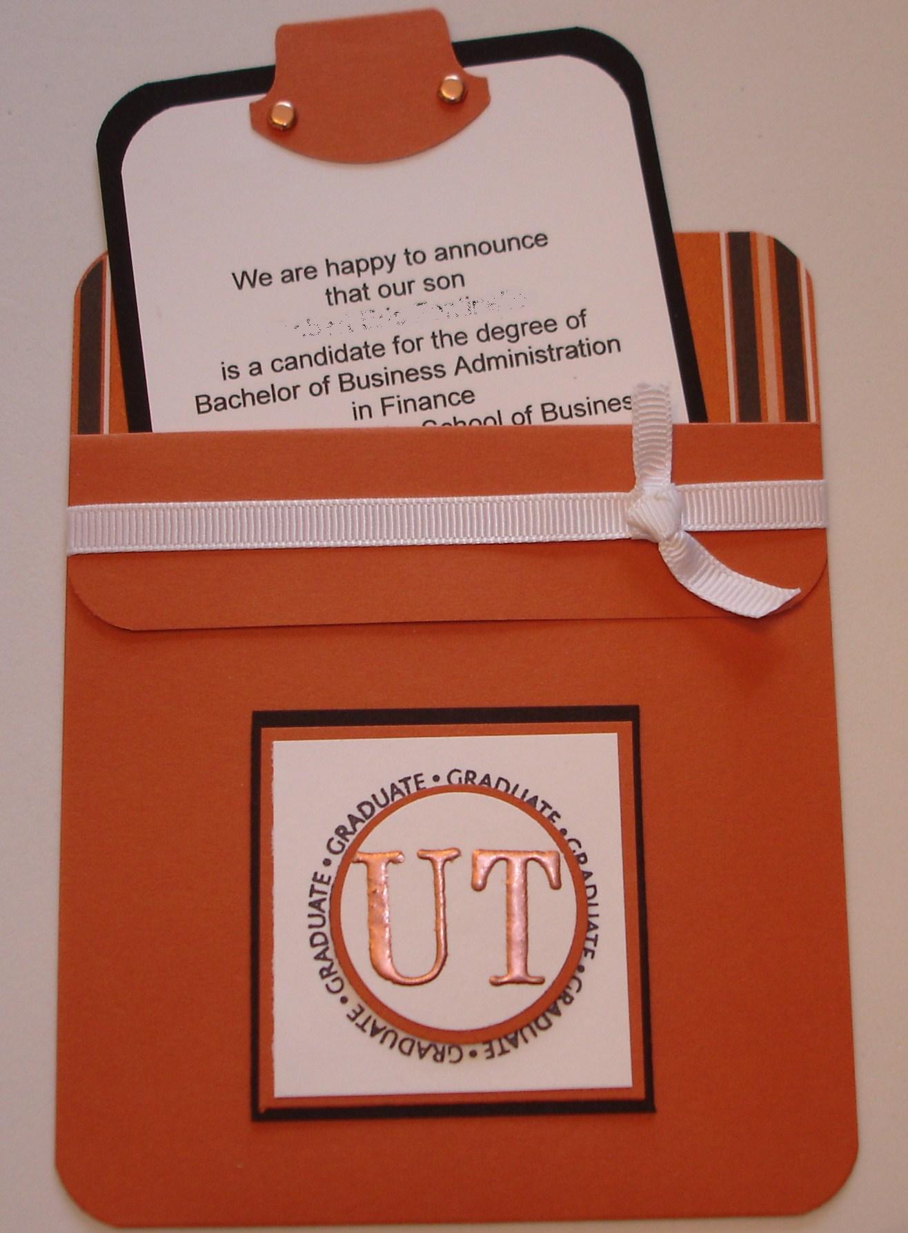 A Pocket Card College Graduation Announcement for UT ...