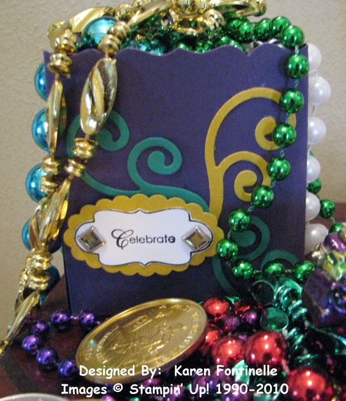 Mardi Gras Fancy Favor Die Bag and Beads