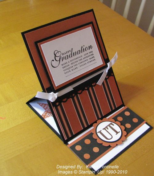 UT graduation easel card