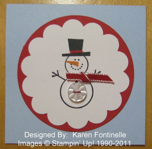 Stampin' Up! Button Buddies Snowman 3x3 Card