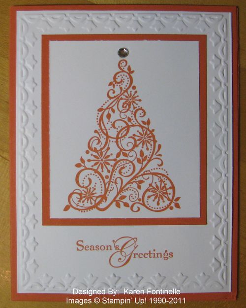 Tangerine Tango Snow Swirled Christmas Card