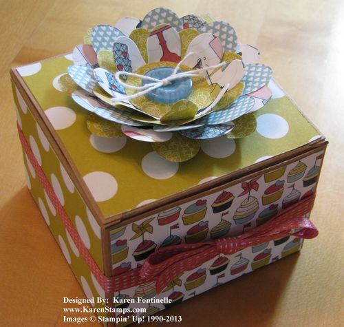 Stampin' Up! Kraft Gift Box Decorated with Patio Party Paper
