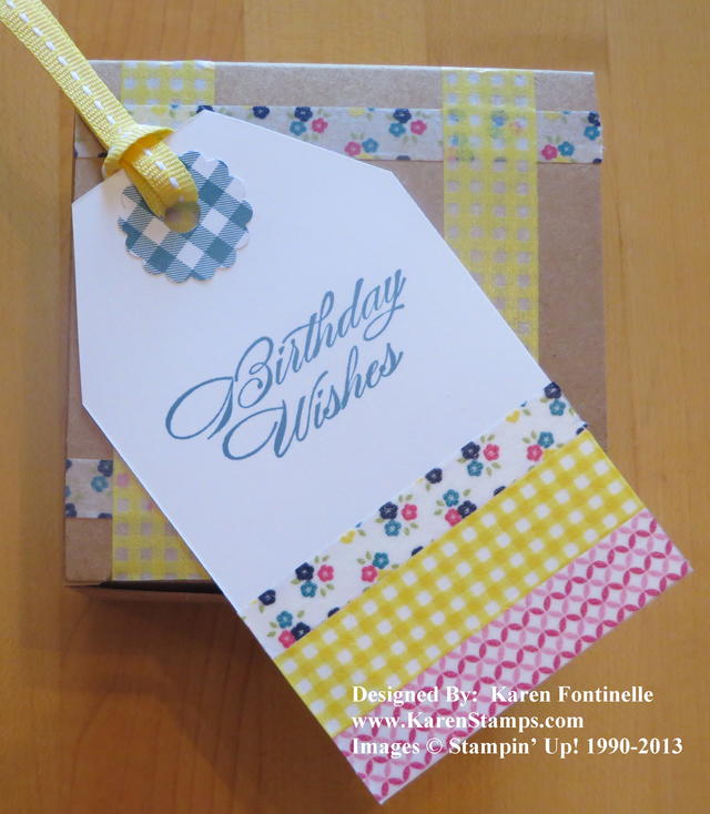 Gingham Garden Designer Washi Tape Birthday Tag and Gift