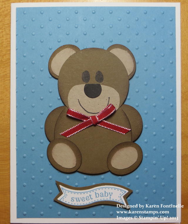 Teddy Bear Punch Art Baby Card