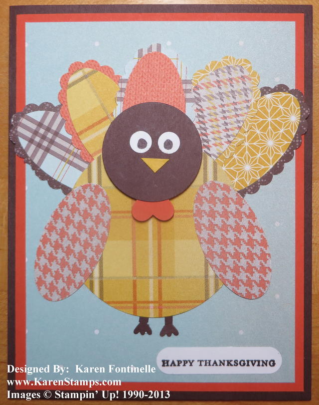Punch Art Turkey Thanksgiving Card