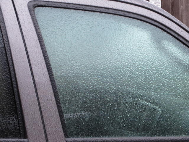 Houston Winter Storm Ice on Car