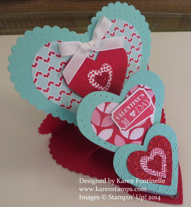 Triple Heart Easel Valentine Card