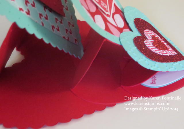 Triple Heart Easel Valentine Card base hearts