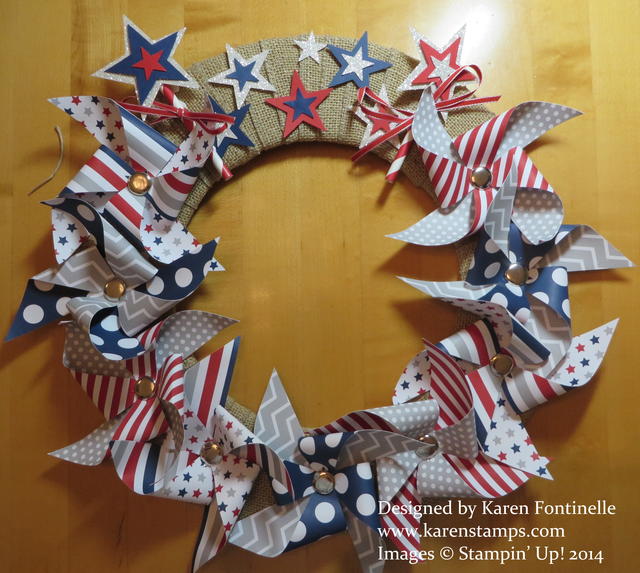 Paper Pumpkin Patriotic Pinwheel Wreath