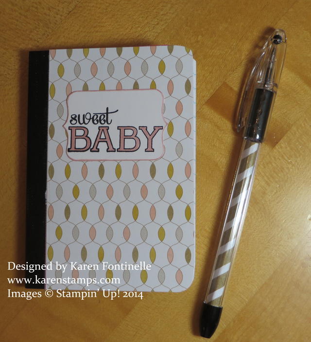 Altered baby notebook and matching pen