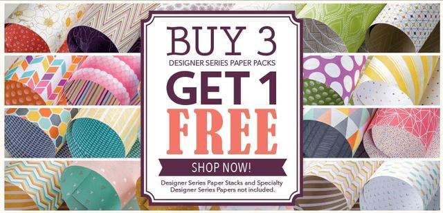 Stampin' Up! Designer Series Paper Buy 3 Get One Free Offer