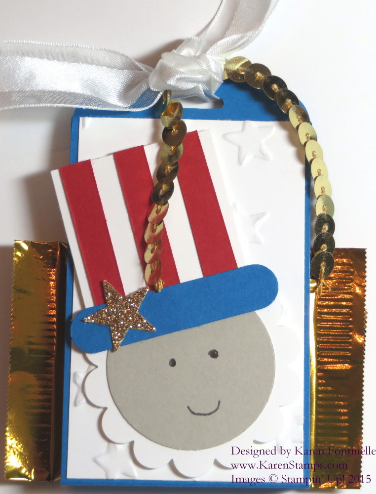 4th of July Uncle Sam Scalloped Tag Topper Treat Holder