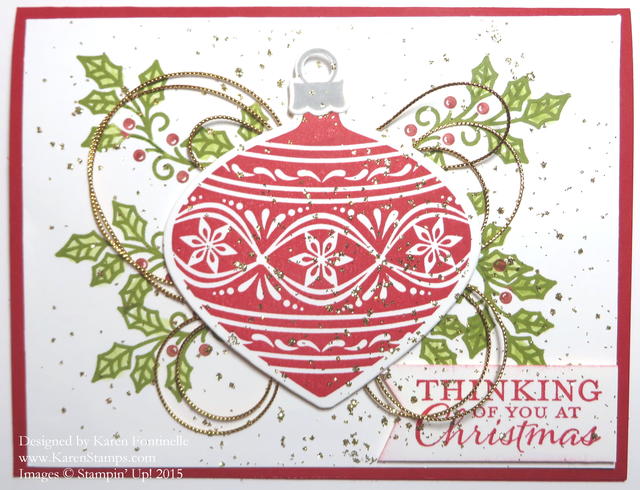 Embellished Ornaments Christmas Card with Gold Glitter
