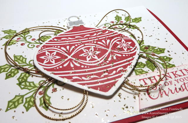 Embellished Ornaments Christmas Card close up