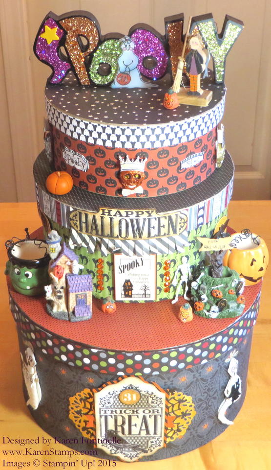 Halloween Tower of Paper Mache Boxes Home Decor