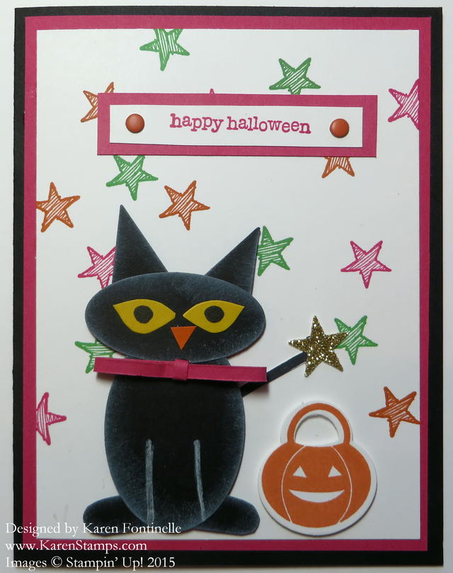 Punch Art Black Cat Halloween Card