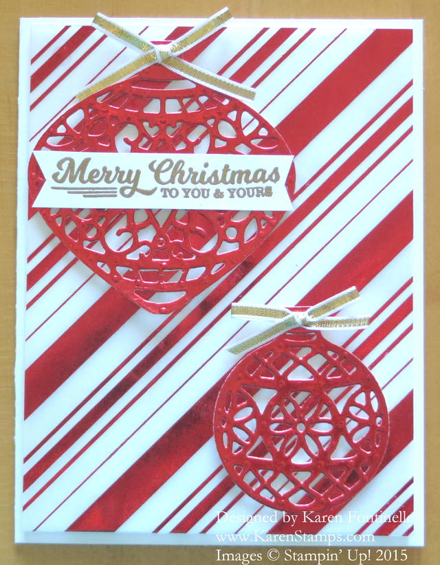 Holidays Fancy Foil Vellum Embellished Ornaments Christmas Card