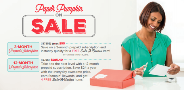 Save $5 on a 3-Month Prepaid Paper Pumpkin Subscription