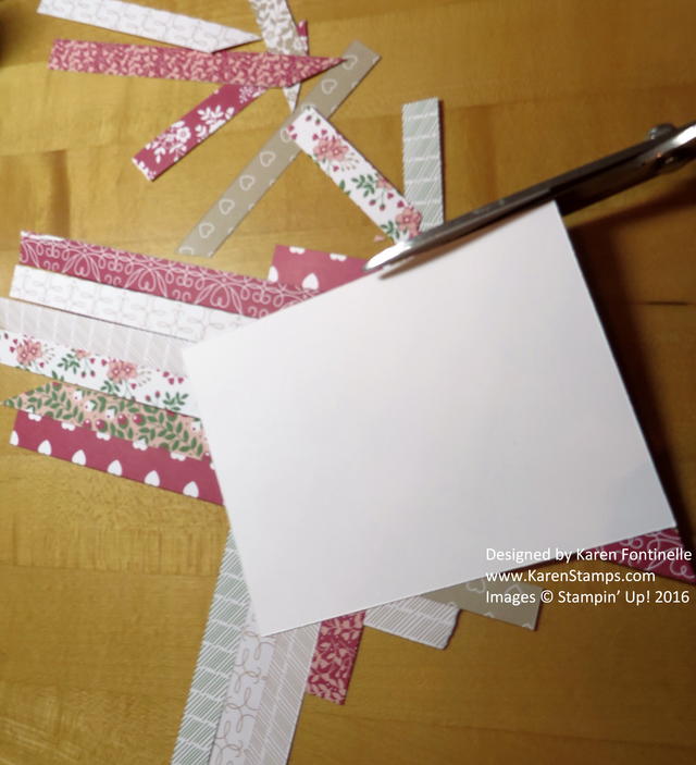 Paper Strip Quilt Valentine Card Trimming