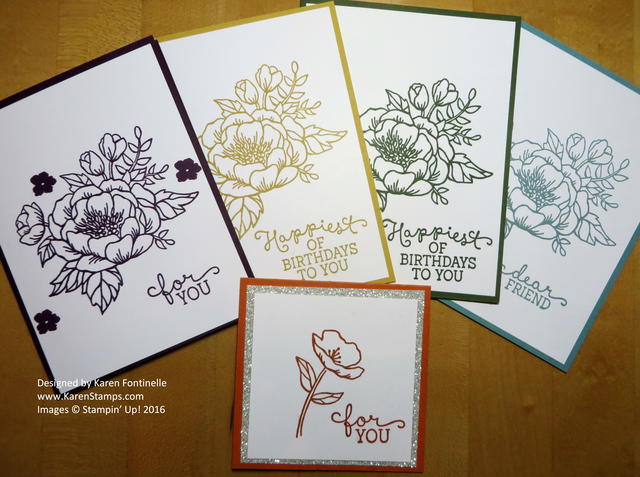 In Color Birthday Blooms Monochromatic Cards