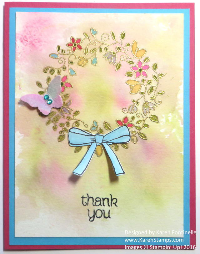 Circle of Spring Embossed Wreath Watercolor Thank You Card