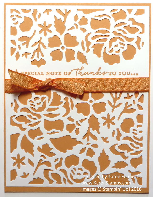Floral Thinlits Thank You Card in Peekaboo Peach