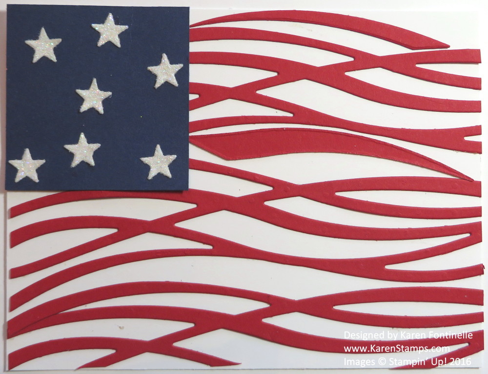 4th of July Flag Card with Swirly Scribbles Thinlits