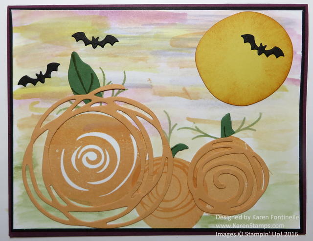 Swirly Bird Pumpkins Halloween Card