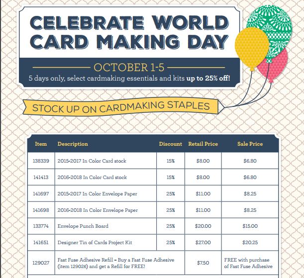 World Card Making Day Stampin' Up! Discounts
