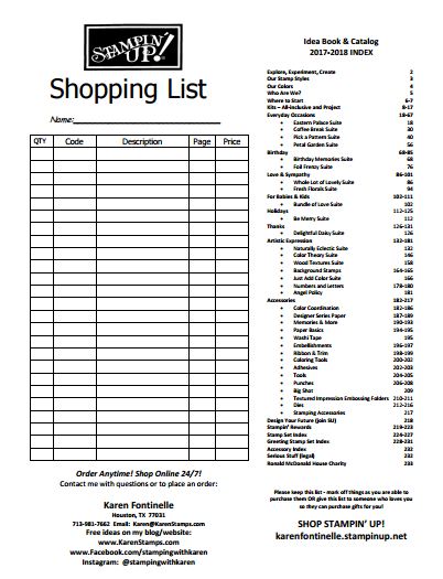 Stampin' Up! Shopping List