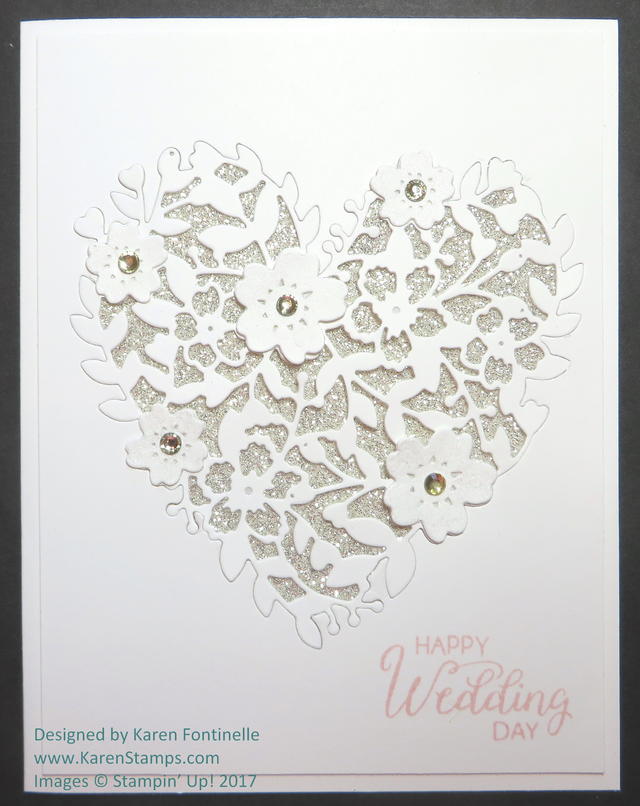 Wedding Card with Bloomin' Heart Inlaid Design