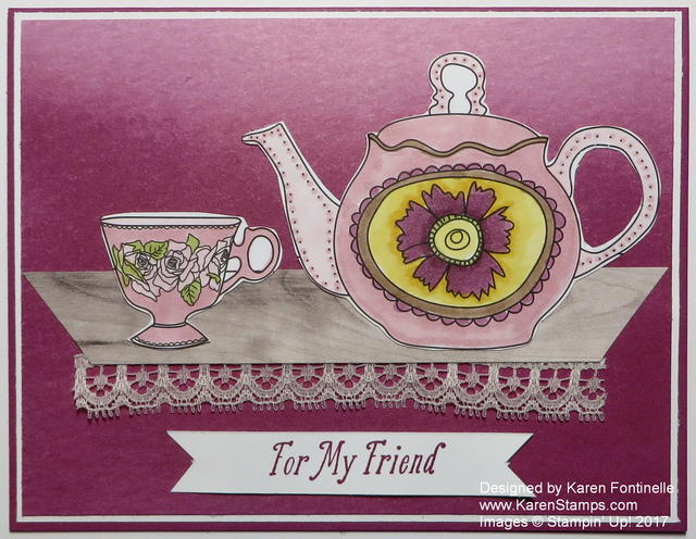 Stampin' Blends Just Add Color Teapot Card