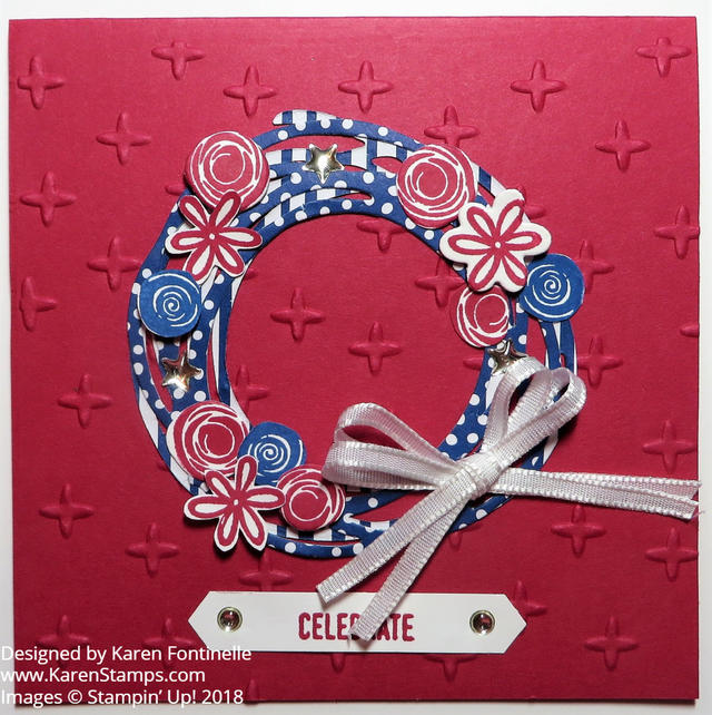 4th of July Wreath Card with Swirly Scribbles