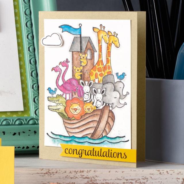 Noah's Ark Card With Perfectly Paired Stamp