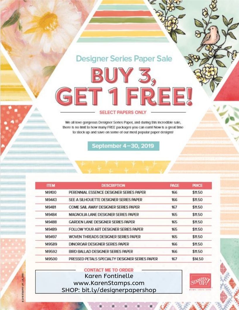 Stampin' Up! Designer Paper Sale 2019 Flyer Info