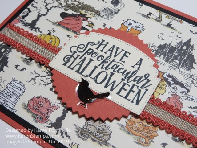 Spooktacular Bash Terracotta Tile Halloween Card Closeup