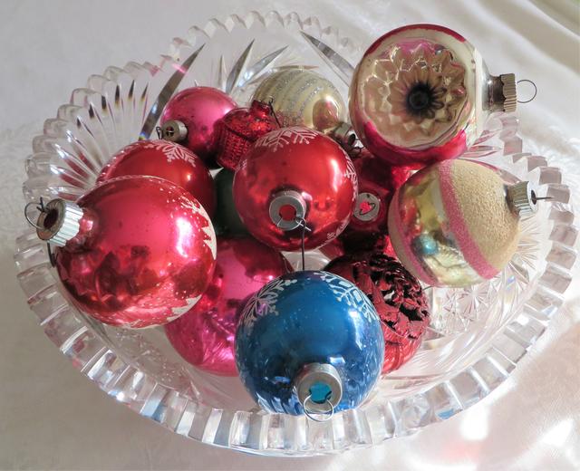 Shiny Brite Ornaments in Bowl