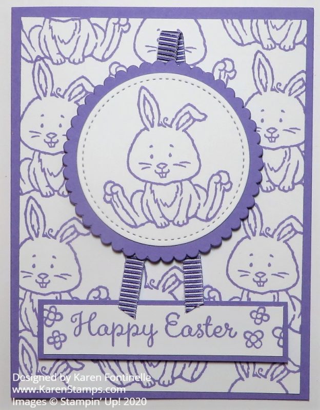 Monochromatic Welcome Easter Bunny Card | Stamping With Karen