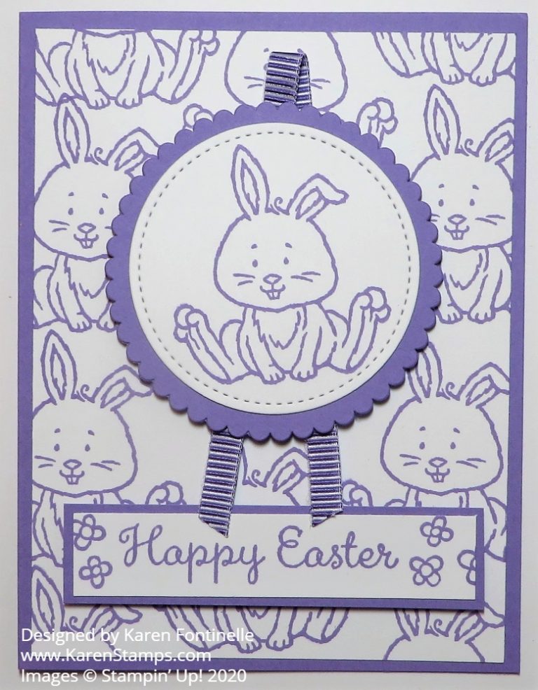 Monochromatic Welcome Easter Bunny Card | Stamping With Karen