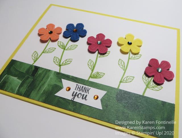 Thoughtful Blooms Punched In Color Flowers Card Closeup