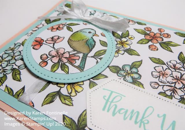 Bird Ballad Floral Thank You Card Closeup
