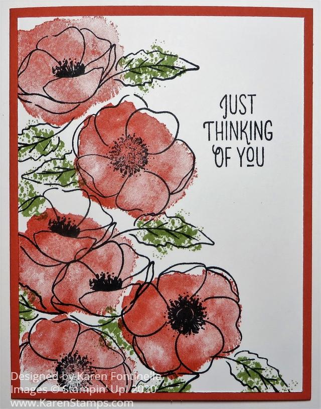 Easy Stamped Painted Poppies Thinking of You Card