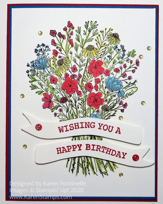 Hand-Drawn Blooms Birthday Card For July 4th