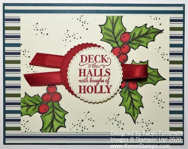 Christmas Gleaming Deck the Halls Holly Card