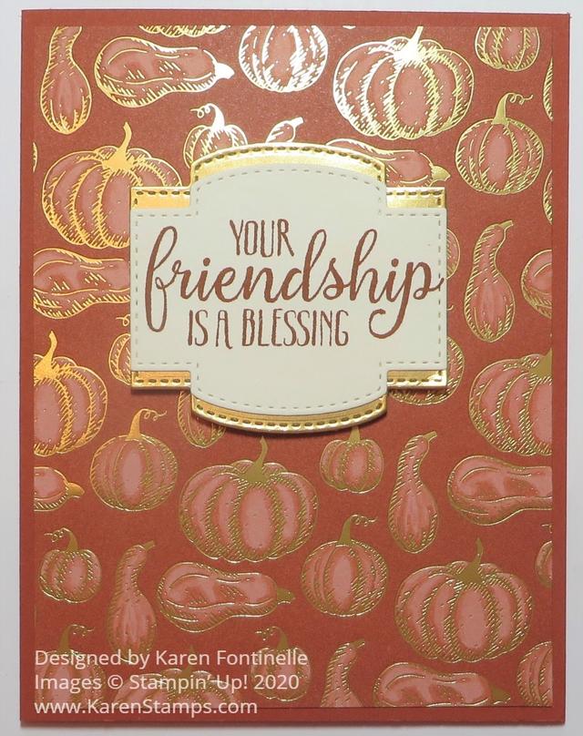 Gilded Autumn Pumpkins Fall Friendship Card