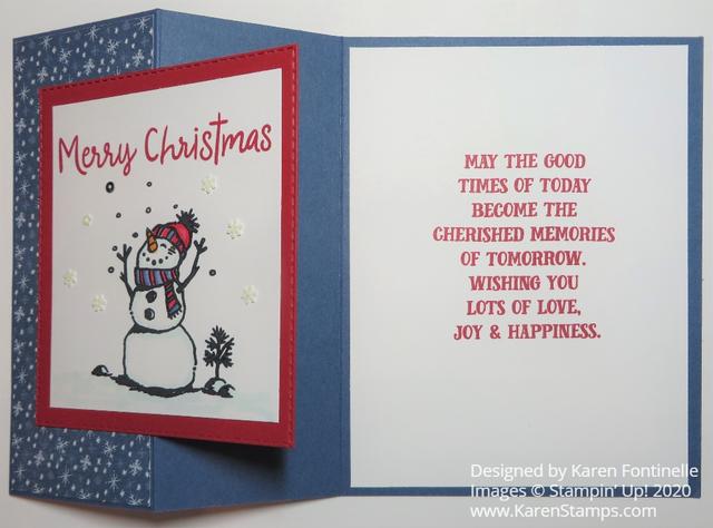 Snowman Z-Fold Merry Christmas Card Open