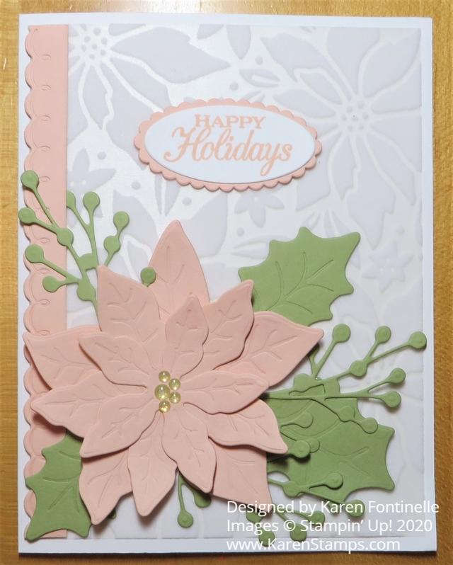 Pink Poinsettia Petals Happy Holidays Card
